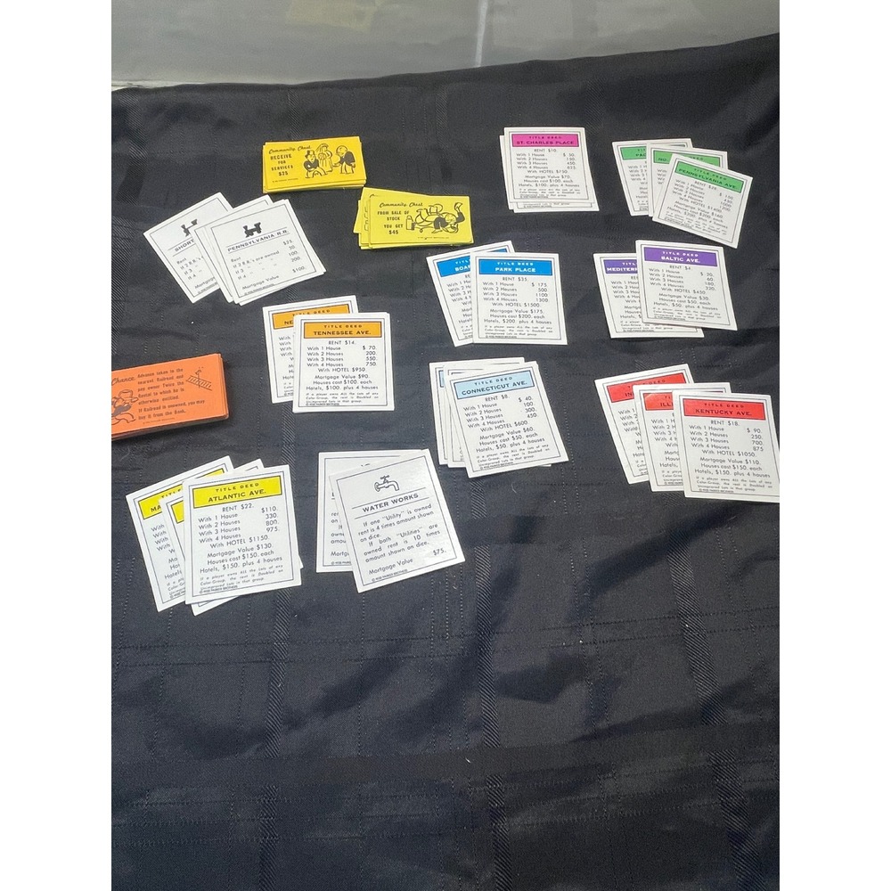 Vintage Monopoly Game Cards Title Deeds Chance Community Chest‎ 1935